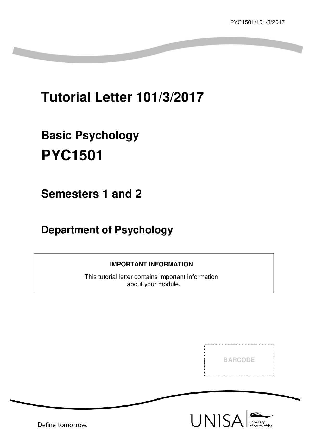 Preview image of Basic Psychology PYC1501 document